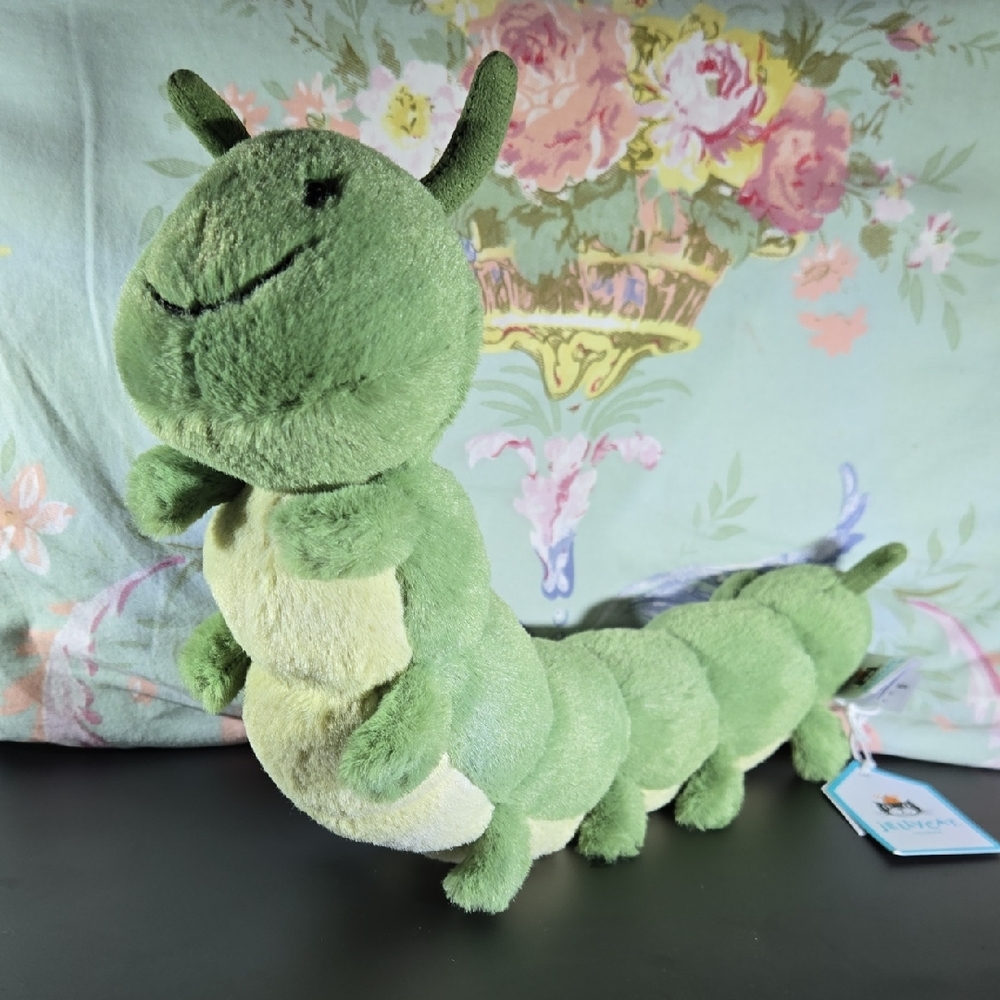 RETIRED Jellycat Cary's Caterpillar Plush w/ Blue Dust Bag